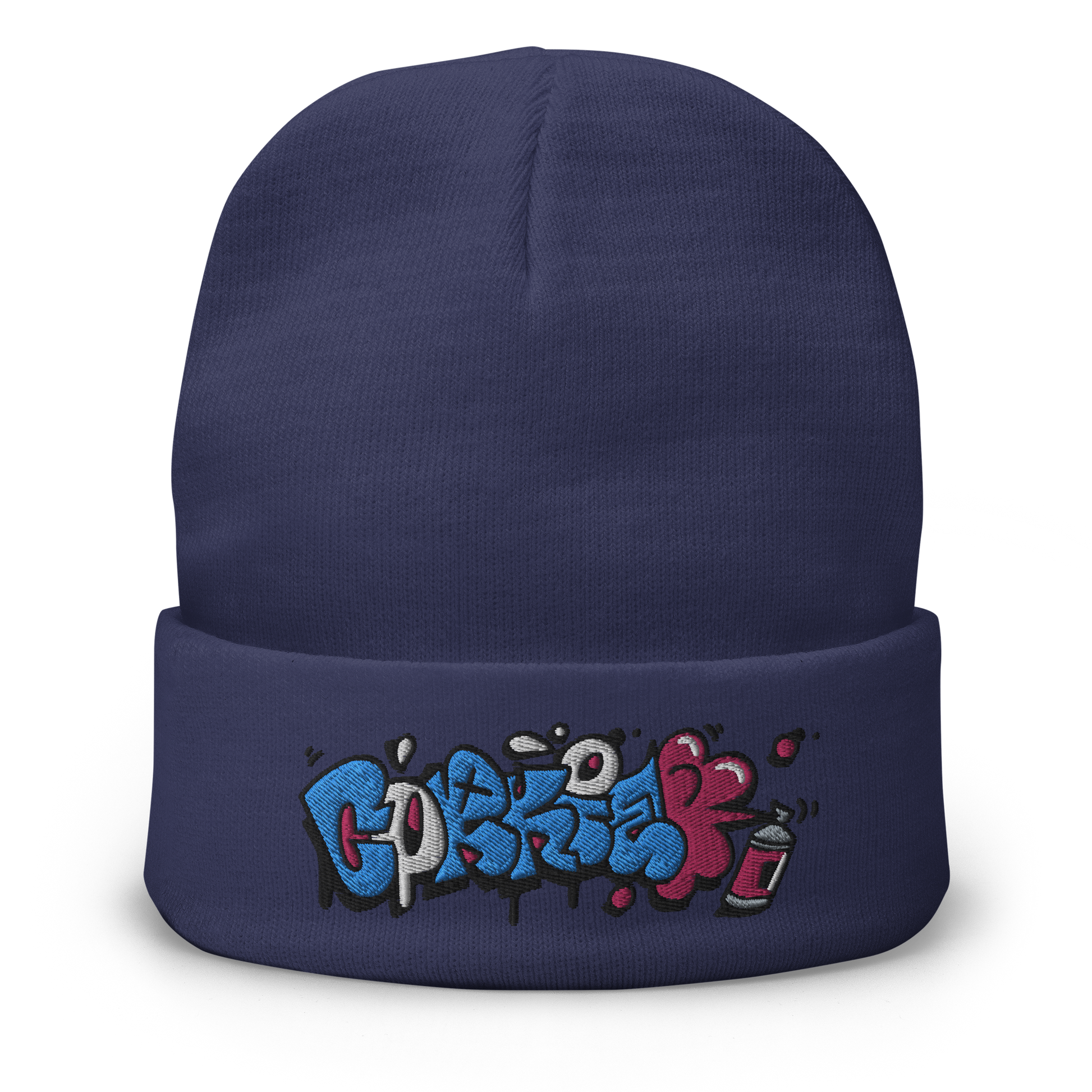graffiti throwie beanie spelling out indiebrand name CORKiE