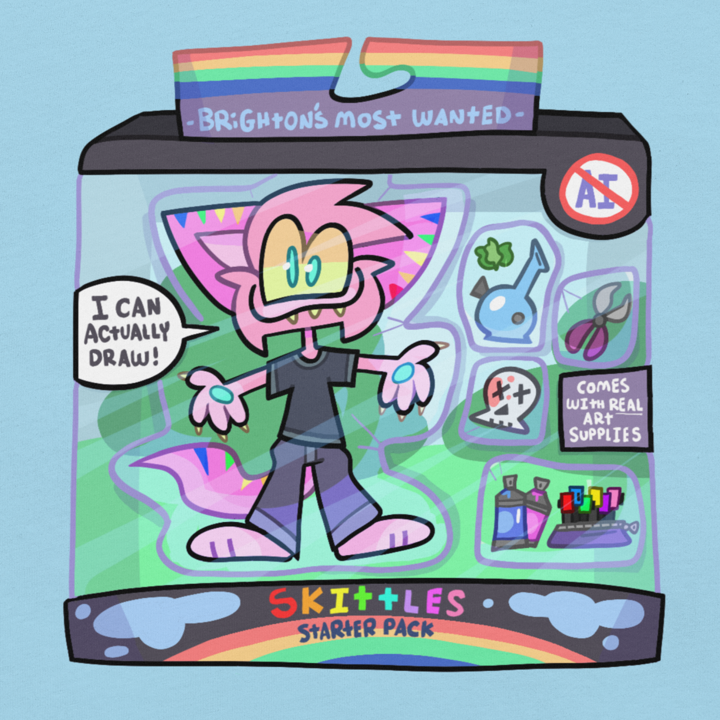 a starter kit of a furry character in a a toy box.