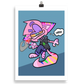 art print by illustrator and street artist CORKiE showing a pink furry character smoking
