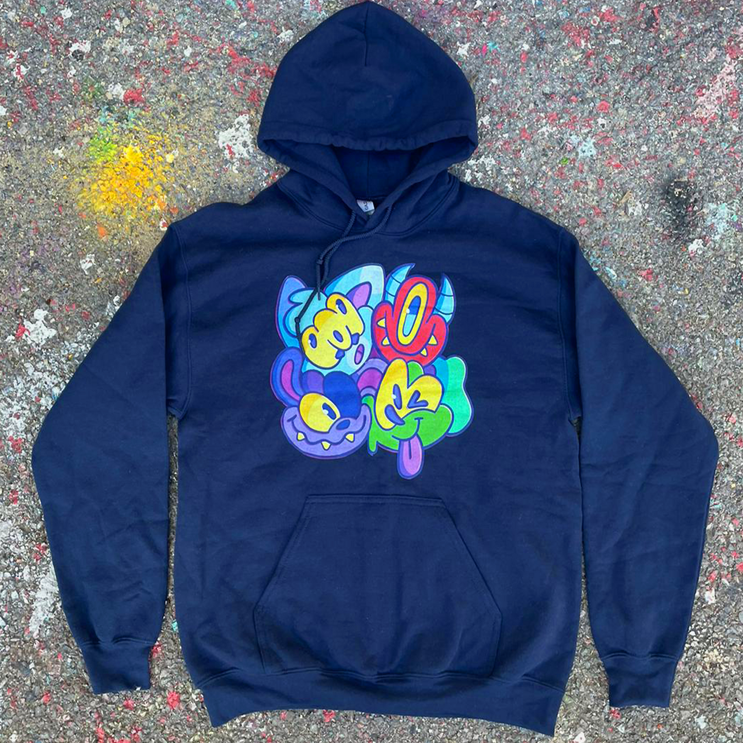 CORKiE hoodie, featuring four cute graffiti characters.